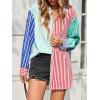 imageCicy Bell Womens Color Block Striped Button Down Shirts Oversized Trendy Casual Blouses Long Sleeve TopsRed