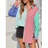 imageCicy Bell Womens Color Block Striped Button Down Shirts Oversized Trendy Casual Blouses Long Sleeve TopsRed
