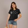 imageCicy Bell Womens Dandelion Print T Shirts Cute Graphic Tees Short Sleeve Summer Cotton Tee TopsBlack