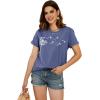 imageCicy Bell Womens Dandelion Print T Shirts Cute Graphic Tees Short Sleeve Summer Cotton Tee TopsBlue