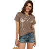 imageCicy Bell Womens Dandelion Print T Shirts Cute Graphic Tees Short Sleeve Summer Cotton Tee TopsBrown