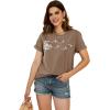 imageCicy Bell Womens Dandelion Print T Shirts Cute Graphic Tees Short Sleeve Summer Cotton Tee TopsBrown