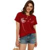 imageCicy Bell Womens Dandelion Print T Shirts Cute Graphic Tees Short Sleeve Summer Cotton Tee TopsBurgundy