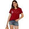 imageCicy Bell Womens Dandelion Print T Shirts Cute Graphic Tees Short Sleeve Summer Cotton Tee TopsBurgundy