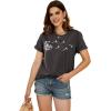 imageCicy Bell Womens Dandelion Print T Shirts Cute Graphic Tees Short Sleeve Summer Cotton Tee TopsDark Grey