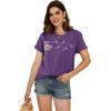imageCicy Bell Womens Dandelion Print T Shirts Cute Graphic Tees Short Sleeve Summer Cotton Tee TopsDeep Purple