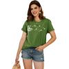 imageCicy Bell Womens Dandelion Print T Shirts Cute Graphic Tees Short Sleeve Summer Cotton Tee TopsGrass Green
