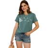 imageCicy Bell Womens Dandelion Print T Shirts Cute Graphic Tees Short Sleeve Summer Cotton Tee TopsGreen