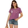 imageCicy Bell Womens Dandelion Print T Shirts Cute Graphic Tees Short Sleeve Summer Cotton Tee TopsPurple