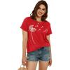 imageCicy Bell Womens Dandelion Print T Shirts Cute Graphic Tees Short Sleeve Summer Cotton Tee TopsRed