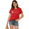imageCicy Bell Womens Dandelion Print T Shirts Cute Graphic Tees Short Sleeve Summer Cotton Tee TopsRed
