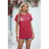 imageCicy Bell Womens Dandelion Print T Shirts Cute Graphic Tees Short Sleeve Summer Cotton Tee TopsRose Red