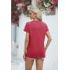 imageCicy Bell Womens Dandelion Print T Shirts Cute Graphic Tees Short Sleeve Summer Cotton Tee TopsRose Red