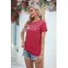 imageCicy Bell Womens Dandelion Print T Shirts Cute Graphic Tees Short Sleeve Summer Cotton Tee TopsRose Red