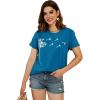 imageCicy Bell Womens Dandelion Print T Shirts Cute Graphic Tees Short Sleeve Summer Cotton Tee TopsSea Blue