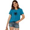imageCicy Bell Womens Dandelion Print T Shirts Cute Graphic Tees Short Sleeve Summer Cotton Tee TopsZblue