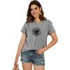 imageCicy Bell Womens Dandelion Print T Shirts Cute Graphic Tees Short Sleeve Summer Cotton Tee TopsZgrey
