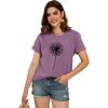 imageCicy Bell Womens Dandelion Print T Shirts Cute Graphic Tees Short Sleeve Summer Cotton Tee TopsZlight Purple