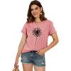 imageCicy Bell Womens Dandelion Print T Shirts Cute Graphic Tees Short Sleeve Summer Cotton Tee TopsZpink