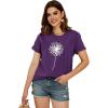 imageCicy Bell Womens Dandelion Print T Shirts Cute Graphic Tees Short Sleeve Summer Cotton Tee TopsZpurple