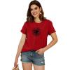 imageCicy Bell Womens Dandelion Print T Shirts Cute Graphic Tees Short Sleeve Summer Cotton Tee TopsZred