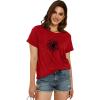 imageCicy Bell Womens Dandelion Print T Shirts Cute Graphic Tees Short Sleeve Summer Cotton Tee TopsZred