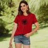 imageCicy Bell Womens Dandelion Print T Shirts Cute Graphic Tees Short Sleeve Summer Cotton Tee TopsZred