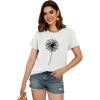 imageCicy Bell Womens Dandelion Print T Shirts Cute Graphic Tees Short Sleeve Summer Cotton Tee TopsZwhite