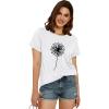 imageCicy Bell Womens Dandelion Print T Shirts Cute Graphic Tees Short Sleeve Summer Cotton Tee TopsZwhite