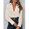 imageCicy Bell Womens Deep V Neck Blouse Casual Striped Long Sleeve Loose Fit Work Shirt TopsBeige