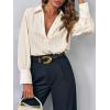 imageCicy Bell Womens Deep V Neck Blouse Casual Striped Long Sleeve Loose Fit Work Shirt TopsBeige