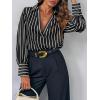 imageCicy Bell Womens Deep V Neck Blouse Casual Striped Long Sleeve Loose Fit Work Shirt TopsBlack