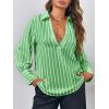 imageCicy Bell Womens Deep V Neck Blouse Casual Striped Long Sleeve Loose Fit Work Shirt TopsGreen