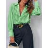 imageCicy Bell Womens Deep V Neck Blouse Casual Striped Long Sleeve Loose Fit Work Shirt TopsGreen