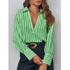 imageCicy Bell Womens Deep V Neck Blouse Casual Striped Long Sleeve Loose Fit Work Shirt TopsGreen