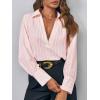 imageCicy Bell Womens Deep V Neck Blouse Casual Striped Long Sleeve Loose Fit Work Shirt TopsPink