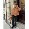 imageCicy Bell Womens Lace Trim Button Down Shirts Cotton Ruffle Long Sleeve Dressy Casual Blouse Fall Work TopsBrown
