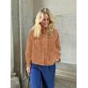 imageCicy Bell Womens Lace Trim Button Down Shirts Cotton Ruffle Long Sleeve Dressy Casual Blouse Fall Work TopsBrown