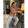 imageCicy Bell Womens Lace Trim Button Down Shirts Cotton Ruffle Long Sleeve Dressy Casual Blouse Fall Work TopsBrown