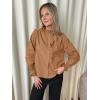 imageCicy Bell Womens Lace Trim Button Down Shirts Cotton Ruffle Long Sleeve Dressy Casual Blouse Fall Work TopsBrown