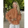 imageCicy Bell Womens Lace Trim Button Down Shirts Cotton Ruffle Long Sleeve Dressy Casual Blouse Fall Work TopsBrown