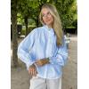 imageCicy Bell Womens Lace Trim Button Down Shirts Cotton Ruffle Long Sleeve Dressy Casual Blouse Fall Work TopsLight Blue