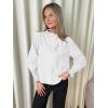 imageCicy Bell Womens Lace Trim Button Down Shirts Cotton Ruffle Long Sleeve Dressy Casual Blouse Fall Work TopsWhite