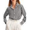 imageCicy Bell Womens Striped Button Down Shirts Casual Satin Long Sleeve Loose Work Blouse TopsBlack