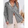 imageCicy Bell Womens Striped Button Down Shirts Casual Satin Long Sleeve Loose Work Blouse TopsBlack