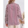 imageCicy Bell Womens Striped Button Down Shirts Casual Satin Long Sleeve Loose Work Blouse TopsBurgundy