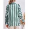 imageCicy Bell Womens Striped Button Down Shirts Casual Satin Long Sleeve Loose Work Blouse TopsDark Green