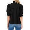 imageCicy Bell Womens Summer Blouse Dressy Casual Mock Neck Button Ruffle Puff Sleeve Loose Fit ShirtsBlack