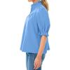 imageCicy Bell Womens Summer Blouse Dressy Casual Mock Neck Button Ruffle Puff Sleeve Loose Fit ShirtsBlue