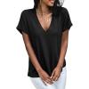 imageCicy Bell Womens Summer Oversized TShirts V Neck Rolled Short Sleeve Casual Tops Loose Fit Tunic TeesBlack